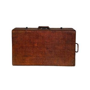 Asian Vintage Brown Stain Rattan Wood Luggage Truck Box cs5882
